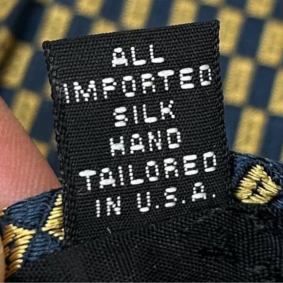 Countess Mara Men's Gold Black Geometric Silk Necktie Tie - Picture 7 of 8